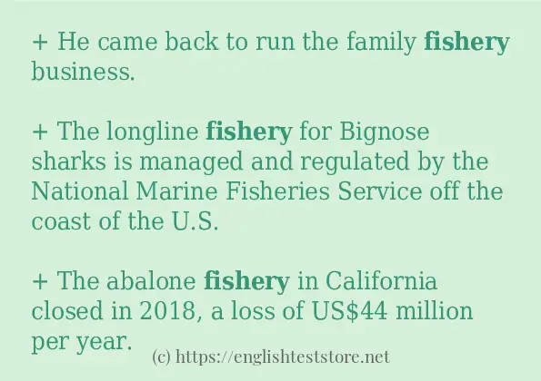 In-sentence examples of fishery