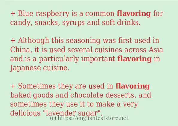 In sentence examples of flavoring