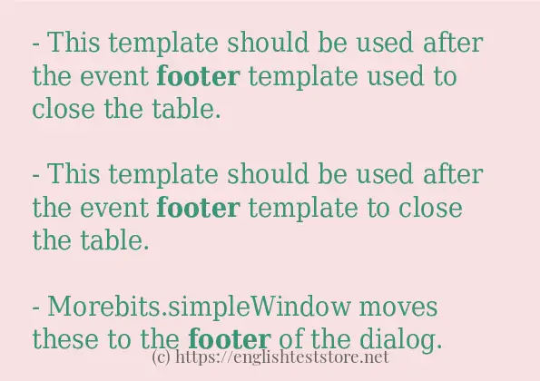 In-sentence examples of footer