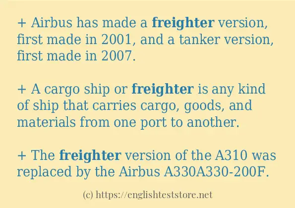 In-sentence examples of freighter