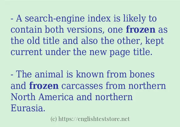 In sentence examples of frozen