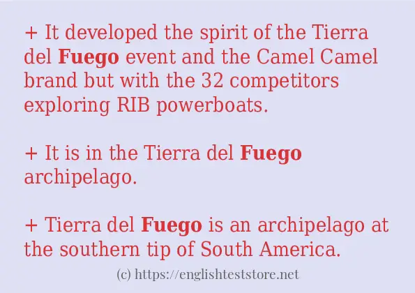 In sentence examples of fuego