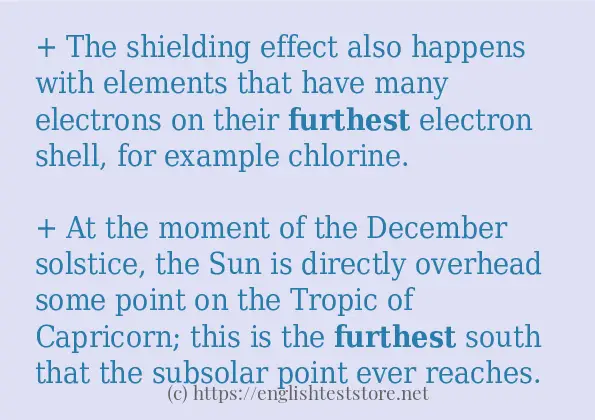 In-sentence examples of furthest