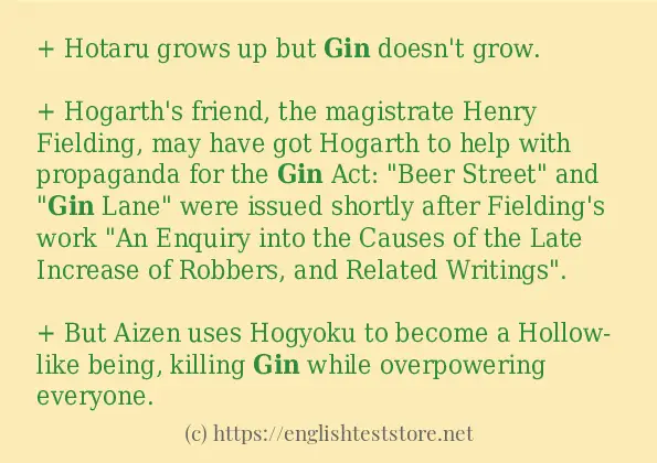 In sentence examples of gin