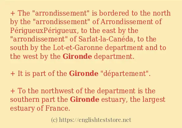 In sentence examples of gironde