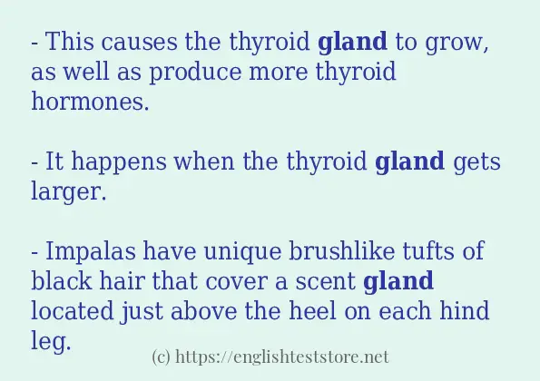 In-sentence examples of gland In-sentence examples of gland