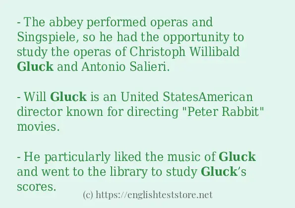 In-sentence examples of gluck