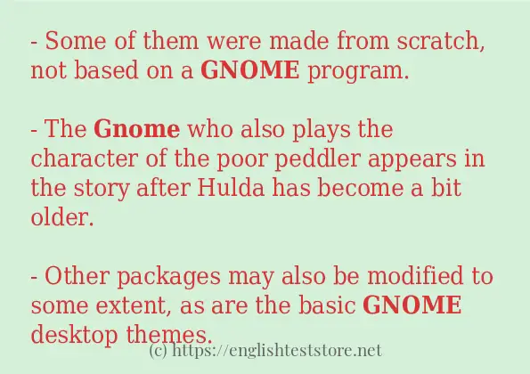 In sentence examples of gnome