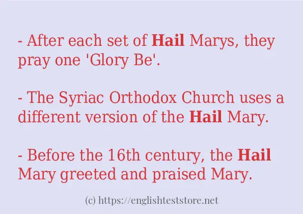 In-sentence examples of hail