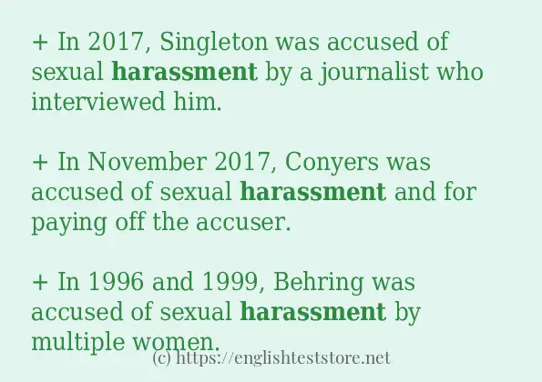 In-sentence examples of harassment