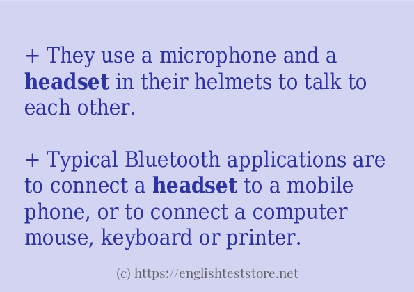 In-sentence examples of headset