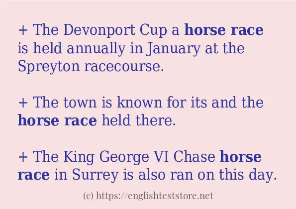 In sentence examples of horse race