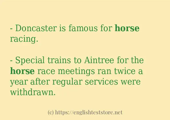 In-sentence examples of horse