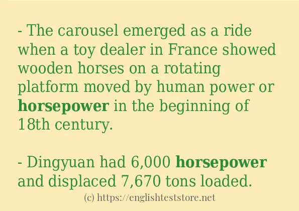 In-sentence examples of horsepower