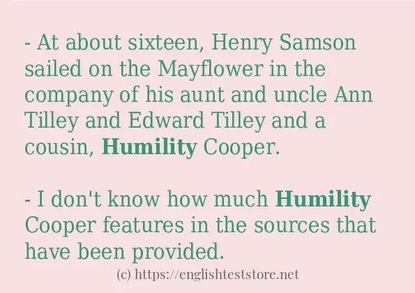 In sentence examples of humility