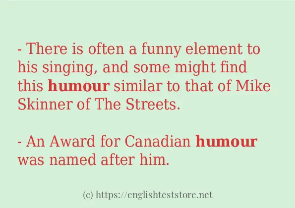 In sentence examples of humour