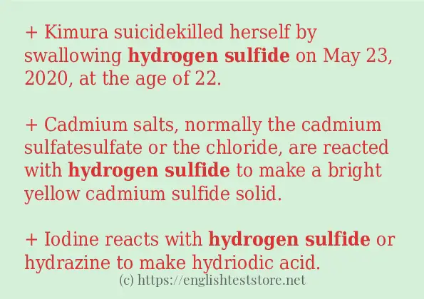 In-sentence examples of hydrogen sulfide