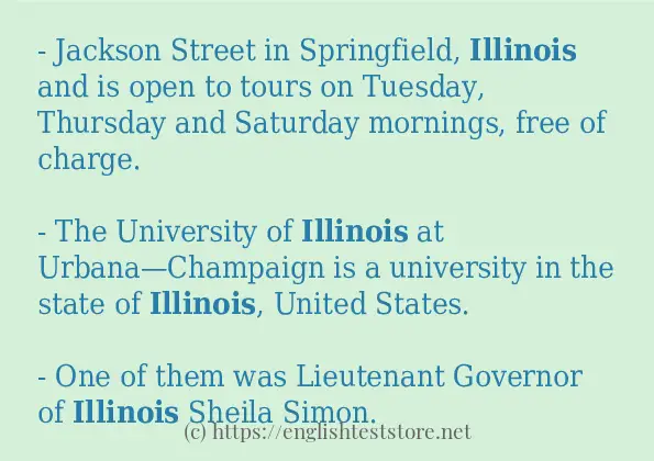 In sentence examples of illinois