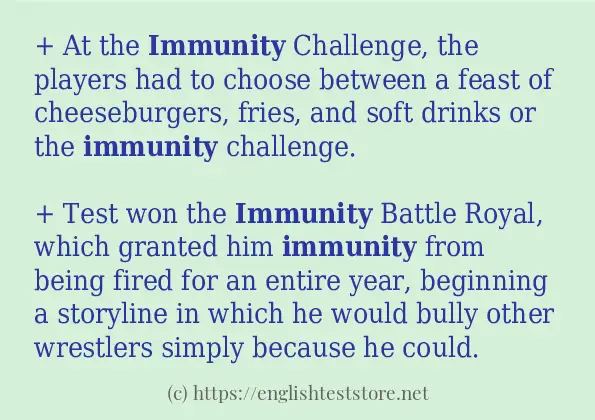 In-sentence examples of immunity