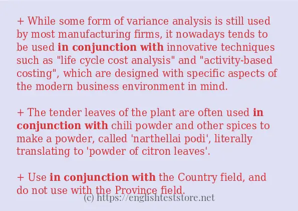 In-sentence examples of in conjunction with