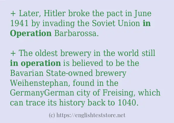 In-sentence examples of in operation