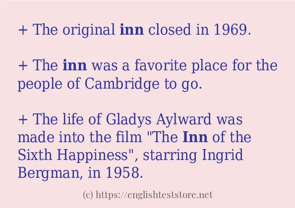 In sentence examples of inn