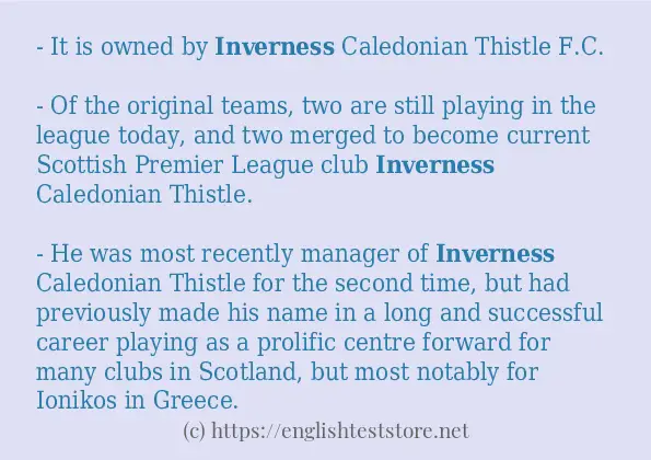 In-sentence examples of inverness