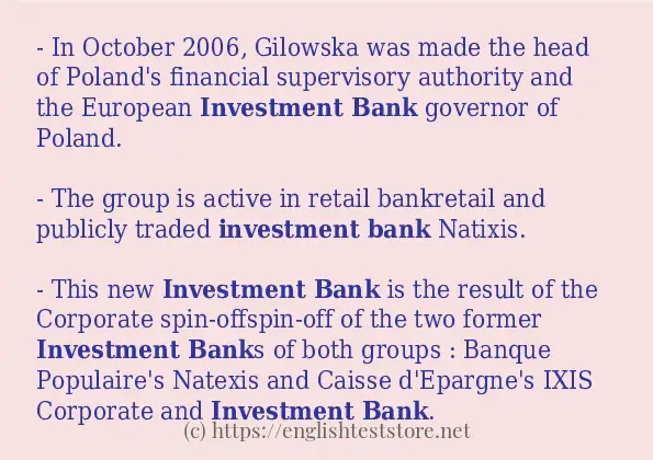 In sentence examples of investment bank In sentence examples of investment bank