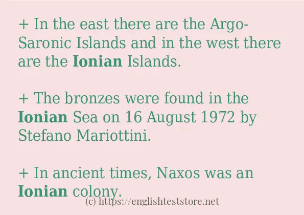 In sentence examples of ionian