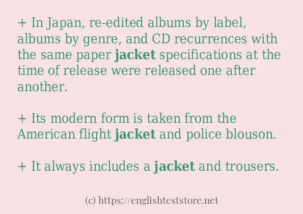 In sentence examples of jacket