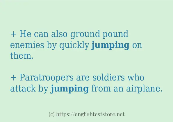 In sentence examples of jumping