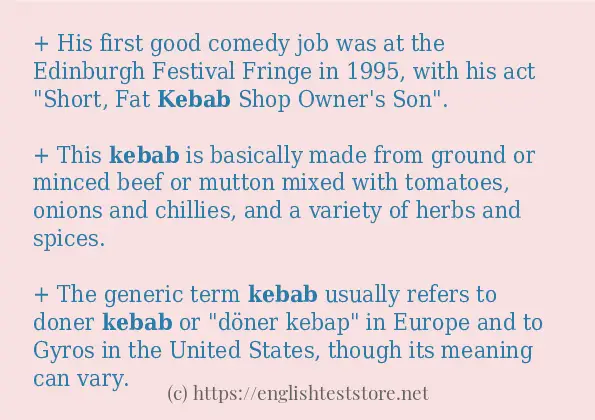 In sentence examples of kebab