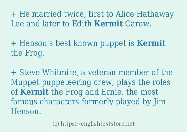 In sentence examples of kermit