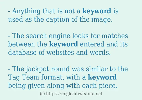 In-sentence examples of keyword