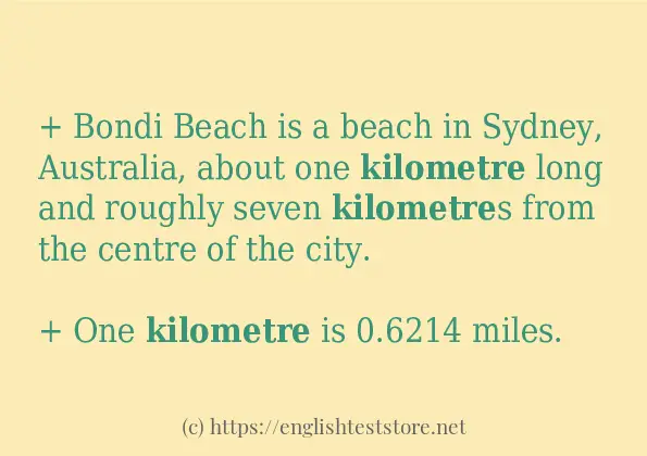 In-sentence examples of kilometre