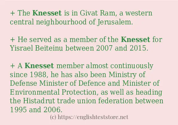 In-sentence examples of knesset