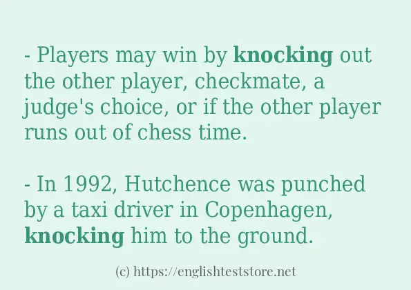 In sentence examples of knocking