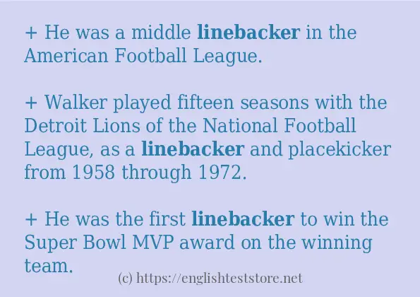 In-sentence examples of linebacker