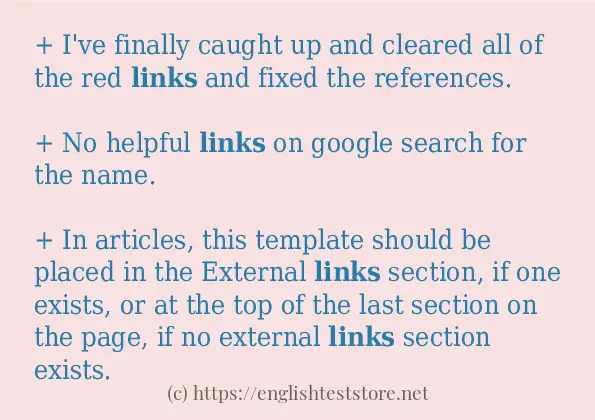 In sentence examples of links