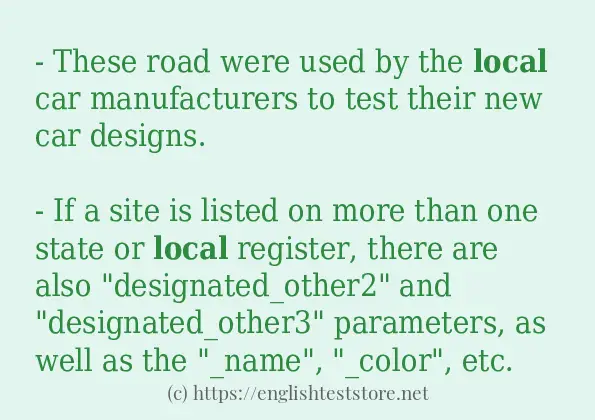 In-sentence examples of local