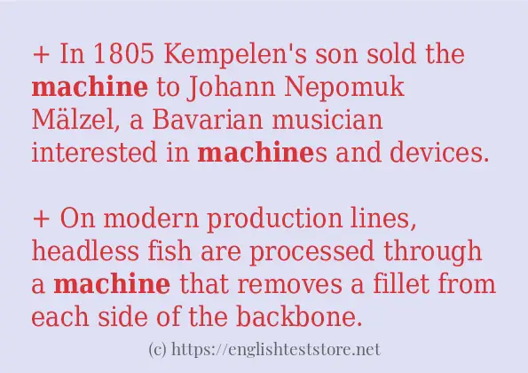 In-sentence examples of machine