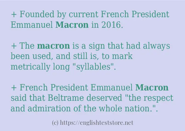 In sentence examples of macron