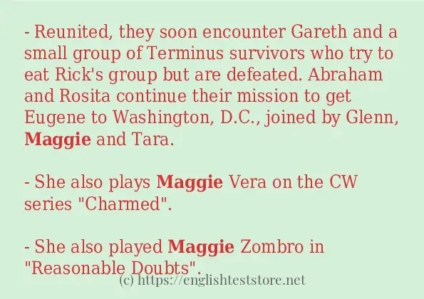 In sentence examples of maggie