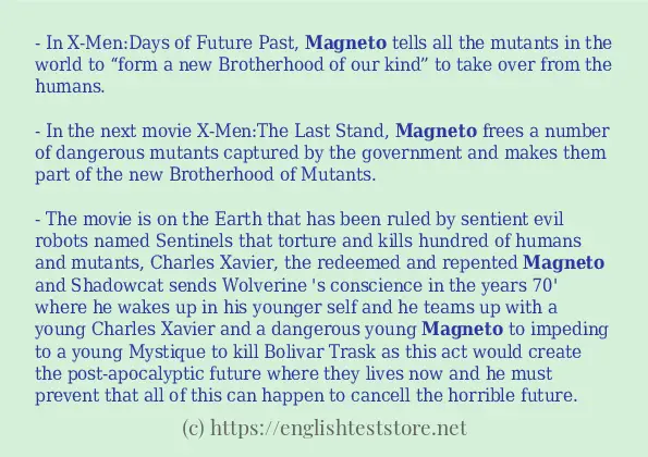 In sentence examples of magneto