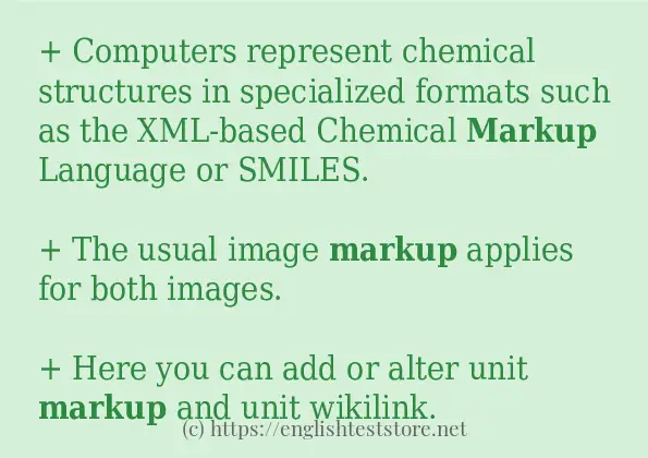 In sentence examples of markup