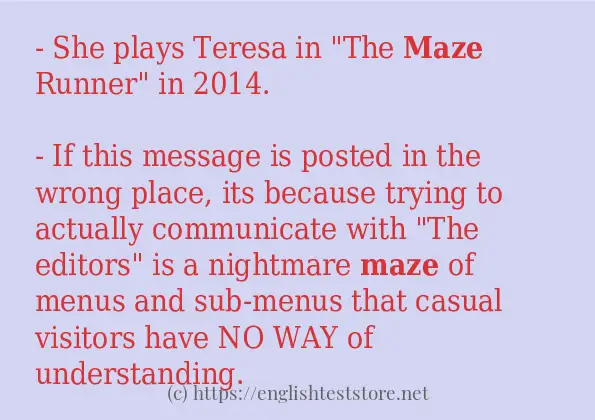 In sentence examples of maze