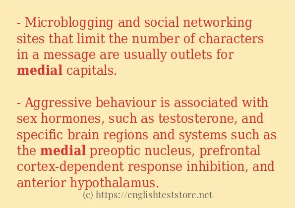 In sentence examples of medial