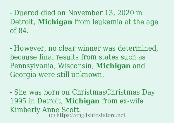 In-sentence examples of michigan