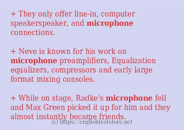 In sentence examples of microphone