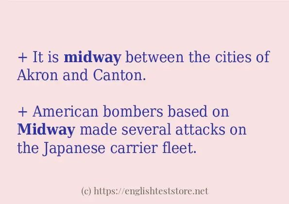 In-sentence examples of midway